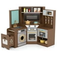 thumbnail image 1 of Gymax Corner Kitchen w/ Lights & Sounds Interactive Wooden Playset for Ages 3+ Coffee, 1 of 10