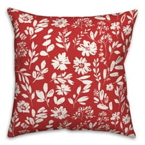 Creative Products Stamped Floral Red 20 x 20 Indoor / Outdoor Pillow