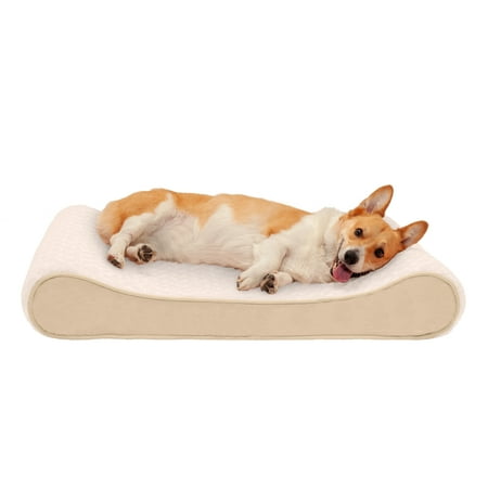UPC: 0842229117790 | Furhaven Luxe Lounger Dog Beds for Small/Medium/Large Dogs & Cats – Orthopedic Cooling Gel Memory Foam & More Ultra Plush Cream Large Memory Foam