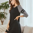 thumbnail image 6 of Women's Nightgown Round Neck Sleepdress 3/4 Sleeve Sleepshirt Loose Comfy Pajamas (Black XL), 6 of 8