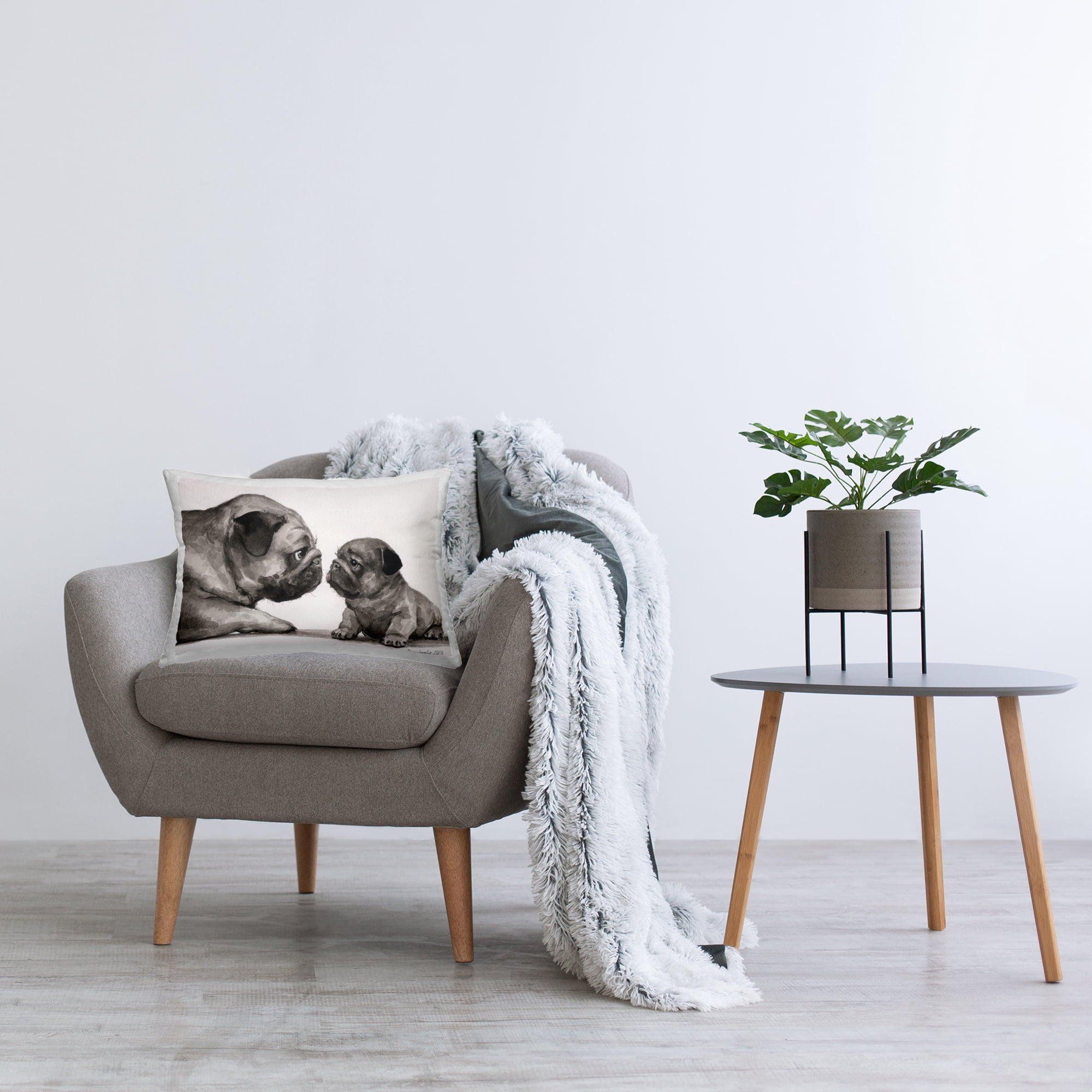 Stupell Industries Pug And Her Puppy Decorative Printed Throw Pillow, design by George Dyachenko