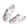 thumbnail image 2 of Daiia Rose Flower B Print Women’s Fuzzy Slippers Memory Foam Lightweight House Shoes Cozy Loafer Flannel House Shoes-40/41, 2 of 7