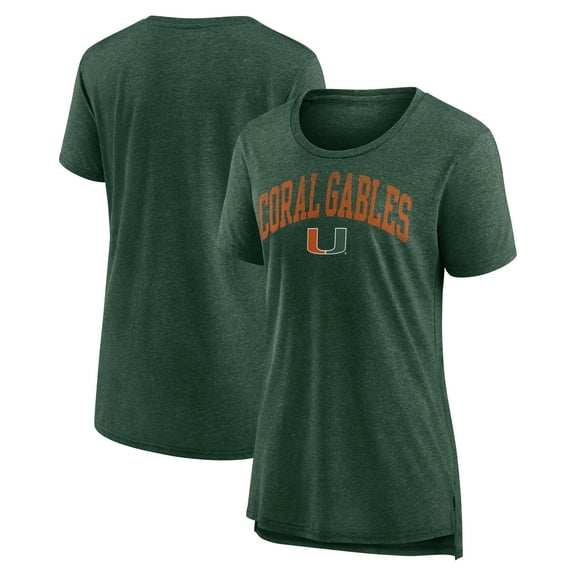 Women's Green Miami Hurricanes Arched City Tri-Blend T-Shirt