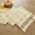 thumbnail image 2 of Boho Table Runner Macrame Farmhouse Woven Cotton Linen Rustic Table Runner with Handmade Tassels for Home Decor Dining Fall Thanksgiving 13x72 inches, 2 of 6