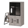 thumbnail image 3 of 2-Tier Cat Litter Box Furniture - Enclosed Hidden Litter Box Cabinet with Doors, Storage Shelf & Step Ladder - Discrepet Cat Toilet Furniture for Home Decor, Large Size for Multiple Cats, 3 of 8