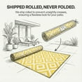 thumbnail image 2 of FH Home Outdoor Rug - Waterproof, Fade Resistant, Reversible - Premium Recycled Plastic - Geometric - Porch, Deck, Balcony, Mudroom, Laundry Room, Patio - Aztec - Yellow & White - 3 x 5 ft, 2 of 8