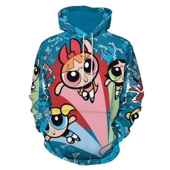 The Powerpuff Girls Unisex Sweatshirts Loose Pullover Sweater Hooded Hoodie 3D Printing Jacket Winter Fall Clothes S