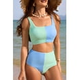 thumbnail image 2 of Women's Sky Blue Colorblock Square Neck Bikini for Summer Beach Days, 2XL, 2 of 12