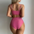 thumbnail image 7 of Women's Two Piece Swimsuit Set Plaid Print Push Up Bra with Panties Slim Fit Bikini for Beach Vacation,Hot Pink,3XL, 7 of 7