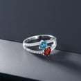 thumbnail image 4 of Gem Stone King 925 Sterling Silver London Blue Topaz and Red Garnet 2-Stone Ring for Women (1.41 Cttw, Gemstone Birthstone, Size 7), 4 of 4