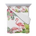 thumbnail image 7 of Quilts Full Size Bedding Set, Summer Pink Flamingos Lightweight Quilted Comforter, Tropical Floral Leaves Cactus Soft Reversible Bedspread Coverlet with Pillow Covers for All Season, 78" x 90", 7 of 7