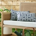 thumbnail image 2 of MARTHA STEWART Tulum Indoor Outdoor Decorative Lumbar Pillow 2-Pack Set, UV Fade Resistant, Water Repellent, Printed Modern Design, Navy Blue, 11"x18", 2 of 9