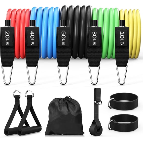 Resistance Bands Set with Handles, Home Gym Exercise Bands for Workout Strength Training Fitness Equipment for Men Women