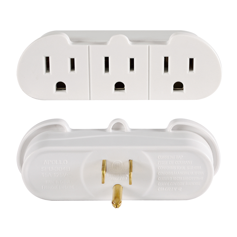 Hyper Tough 3-Pack 3-Outlet White Grounded Adapters, 15 Amps - image 3 of 8