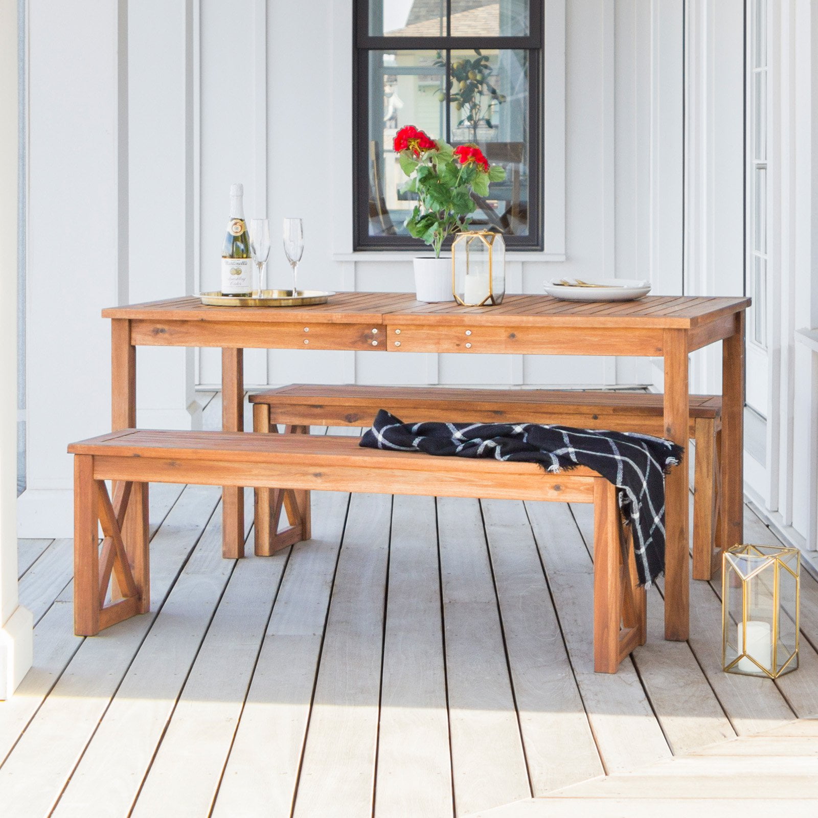 Manor Park 3Piece Acacia Wood Patio Dining Set Brown