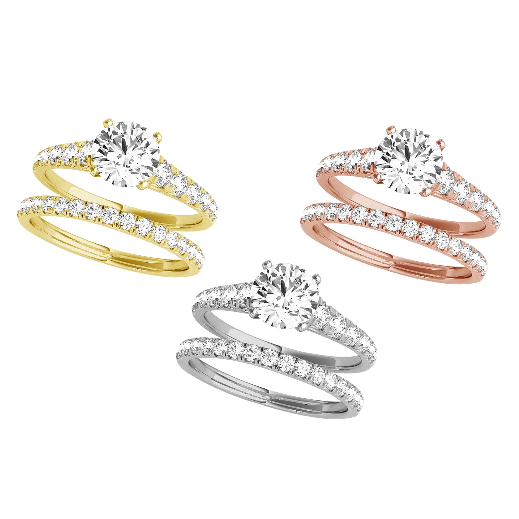 Arista 2.25 cts Round Swarovski Diamond Solitaire Bridal Set in Yellow plated Sterling Silver