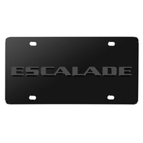 iPick Image for Cadillac Escalade 3D Gunmetal Gray Name Logo on Black Stainless Steel License Plate, Official Licensed