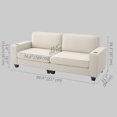 thumbnail image 3 of HOMCOM Canapé 3 Places avec Coussin à Ressorts Porte-Gobelet pour Chambre Blanc Crème, 3 of 10