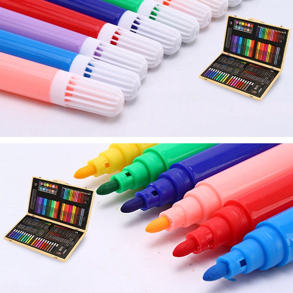 Hzzsbu 180Pcs Art Markers Set with Wooden Box Watercolor Pen Pencil Crayon Oil Pastel for Art Supplies