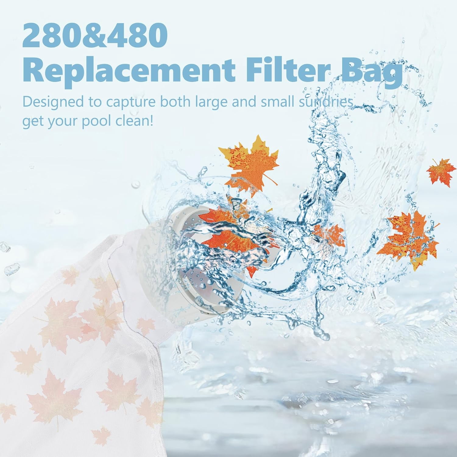 Pool Spa Zippered Bags Replacement for Polaris 280, 480 Pool Cleaner All Purpose Filter Bags K13 K16 (2 Pack)