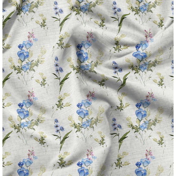 Soimoi Pure Silk White Fabric By the Yard - 42 Inch Wide - Florals, Leaves Print Fabric - Elegant & Beautiful Patterns for Fashion and Home Decor Printed Fabric