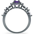 thumbnail image 6 of Art Deco Marquise Vintage Style Ring Amethyst Cubic Zirconia Black Tone 925 Sterling Silver, Size 9, 6 of 7