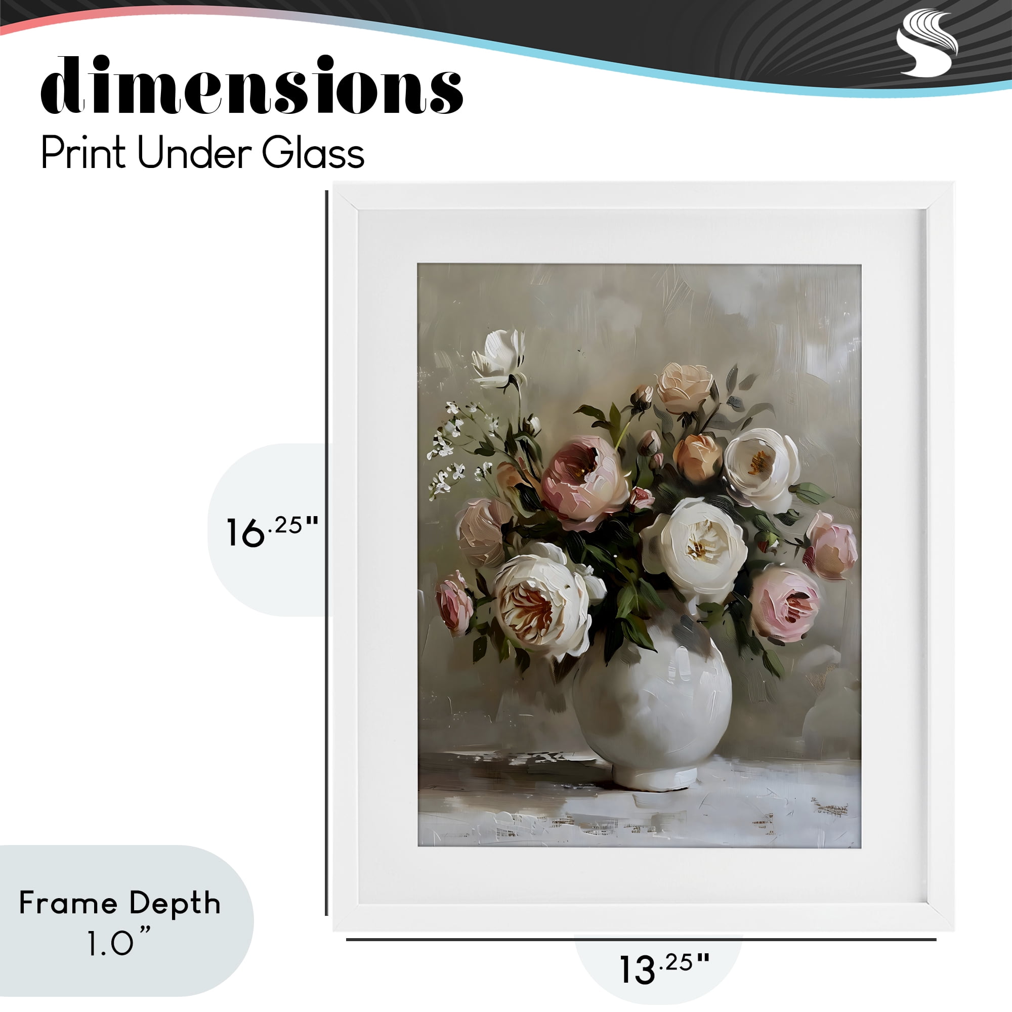 Stupell Industries Peony Blooms Bouquet Vase White Framed Print Under Glass, design by Creative Studio