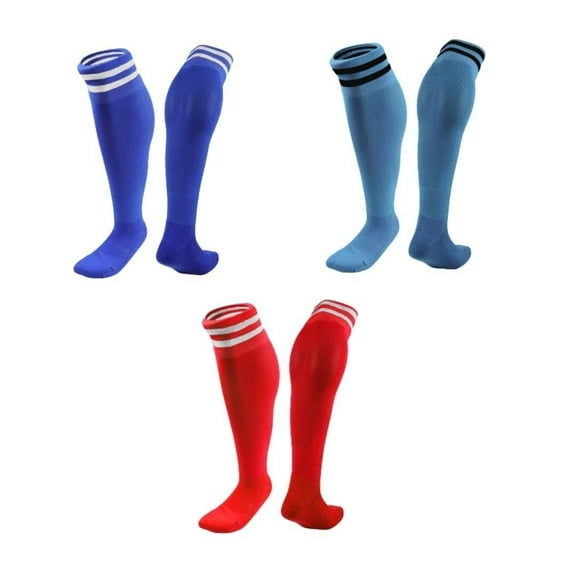Lian LifeStyle 3 Pairs Knee High Sports Socks for Soccer, Softball, Baseball, Soccer, and Many Other Sports XL002 Size M Blue,LightBlue,Red