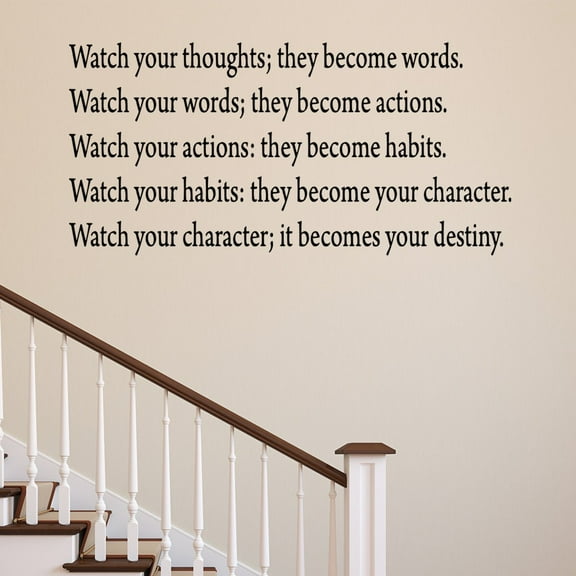 VWAQ Watch Your Thoughts They Become Words Black Vinyl Wall Decal Quote Inspirational Home Decor Lettering (11"H x 22"W)