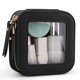 thumbnail image 1 of Mini bolsa de maquillaje transparente Prite para monedero, bonita y pequeña bolsa de cosméticos de viaje para mujer, impermeable, neceser de piel para maquillaje con cremallera dorada (negra), 1 of 8