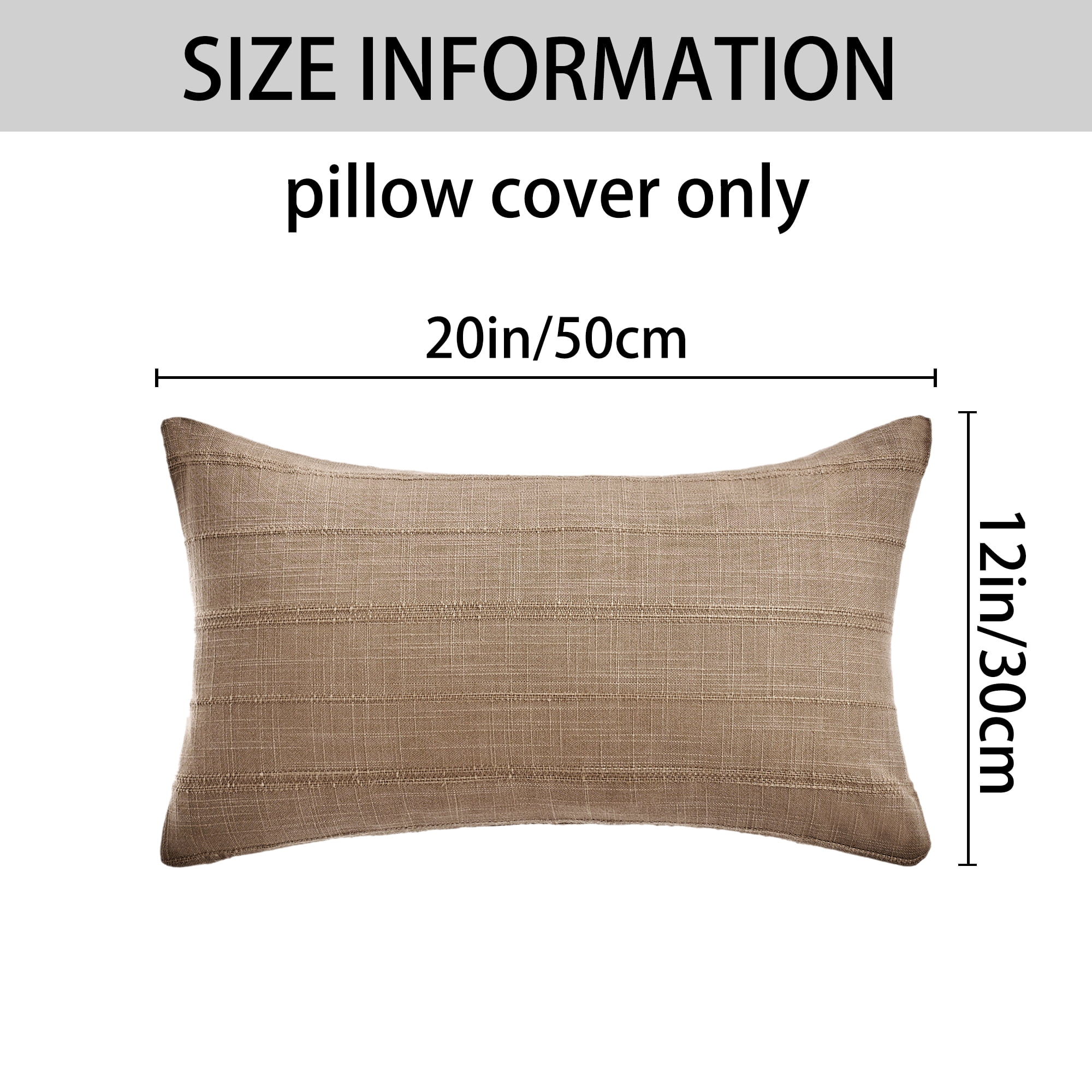 Unique Bargains Linen Soft Solid Throw Pillow Covers Pack of 2 Brown 20" x 12"