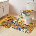 thumbnail image 2 of Colorful Sunflower Bath Mat 3 Piece Bathroom Rug Set, Farmhouse Botanical Floral Non Slip Bath Rug Contour Mat and Toilet Lid Cover, Absorbent Shower Mats Soft Bath Rugs and Mats Sets, 2 of 8