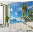 thumbnail image 5 of Ambesonne Landscape Shower Curtain, Sea Palms Mountains, 69"Wx70"L, Blue Cream Green, 5 of 5