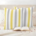 thumbnail image 3 of Yellow Grey Striped Outdoor Waterproof Pillow Covers, Geometric Vertical Stripes White Decorative Square Throw Pillowcase Sofa Cushion Sham for Patio/Couch/Chair, 16"x16" 2 Pack, 3 of 8