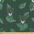thumbnail image 2 of Ambesonne Tropical Fabric by the Yard Upholstery, Cheetah Faces Monsteras, 2 Yards, Hunter Green and Dark Tan, 2 of 5