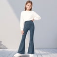 thumbnail image 4 of BXJX Girls Leggings, Stretchable High Waist Workout Full Length Flare Pants for Kids Navy Size 8-9 T, 4 of 9