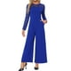 thumbnail image 2 of INSPIRAR CHIC Mono de Fiesta para Mujeres Elegante Cuello Redondo Manga de Encaje de Malla Suelto Pierna Ancha Romper M Azul Real, 2 of 5