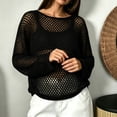 thumbnail image 5 of WULMLEO Crochet Tops for Women Summer Beach Swim Cover Ups Knit Beach Cover Up Short Sleeve Hollow Out Shirts Black S, 5 of 5