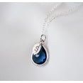 thumbnail image 3 of Personalized Sapphire Necklace, September Teardrop Birthstone Necklace, Bridesmaid Necklace, Custom Initial Necklace, Birthday Gift for Her - 20" Gold Plated, 3 of 5