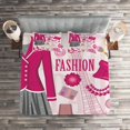 thumbnail image 2 of Ambesonne Fashion Quilted Coverlet 3 Pcs, Fashion in Paris Dresses, Queen Size, Beige Pink, 2 of 2