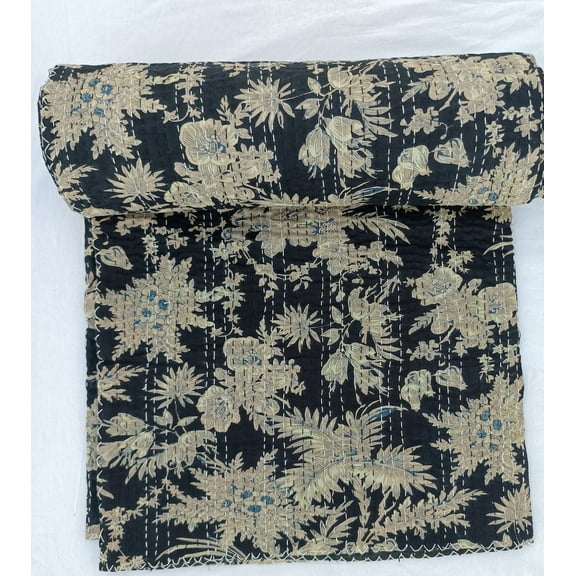 A And E Textiles House Handmade Kantha Quilt Unique Design Handmade Kantha Quilted Bedding Bedspread Print Throw Blanket Well-Looking Quilt