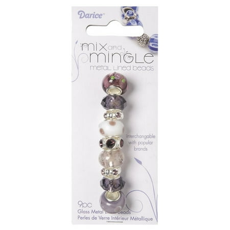 Mix and Mingle Glass Metal-lined Beads, Amethyst