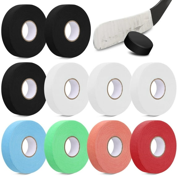 10 Rolls Hockey Tape, 1"x27.3 Yd Poly-Cotton Non-Slip Sports Grip Tape for Ice Hockey, Lacrosse Sticks, Shin Pads - 6 Color Multi-Pack