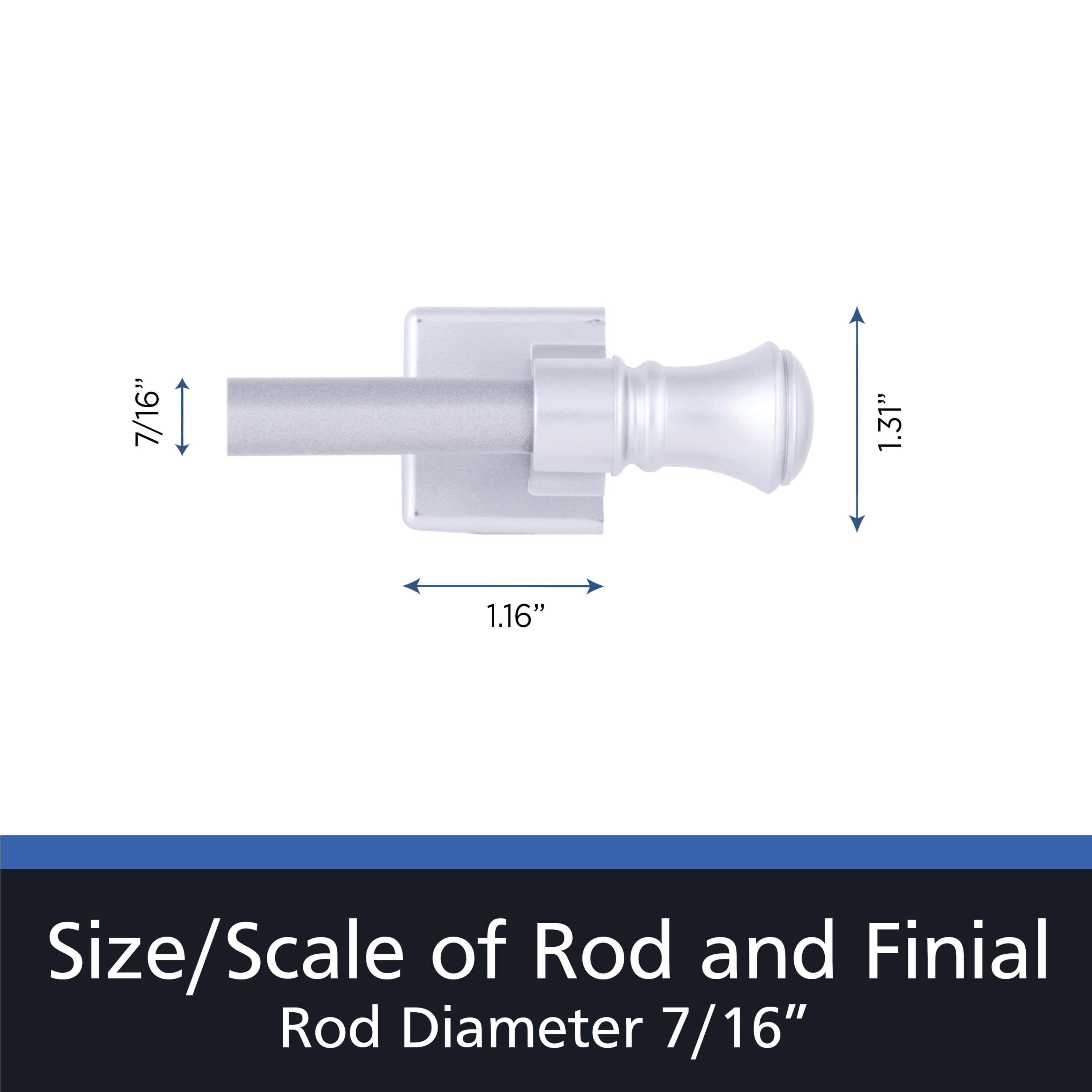 Mainstays Cameron Magnetic Drapery Rod, Adjustable 16-28 in, 7/16 in Diameter, Steel/Plastic, Silver