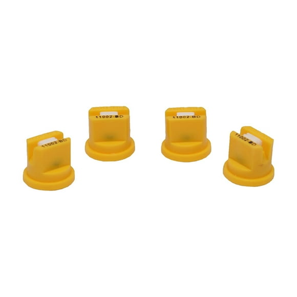 Valley Industries 110° Ceramic Flat Fan Broadcast Spray Nozzle - 2.0 Orifice Size, 15 to 60 PSI, Yellow, 4 Pack