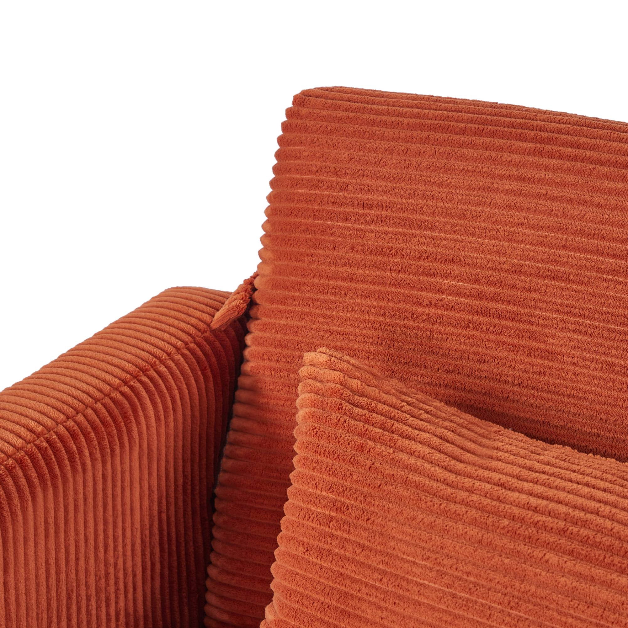 Comfy Futon Sofa Corduroy Loveseat Couch with Pillow Cushion, Modern Sleeper Sofa Couch with Solid Leg for Living Room,Bedroom, Orange