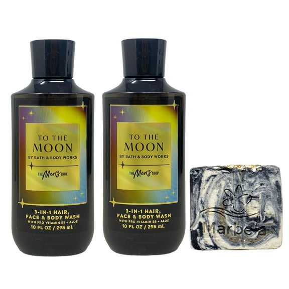 Bath & Body Works The Men's Shop To The Moon 2 Pack Body Wash Bundle with a Charcoal Scrub Bar Soap - Full Size