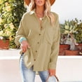 thumbnail image 4 of Besolor Womens Button down Fall Blouses Long Sleeve Solid Business Work Tops Casual Loose Fit Shirts with Pocket, 4 of 9