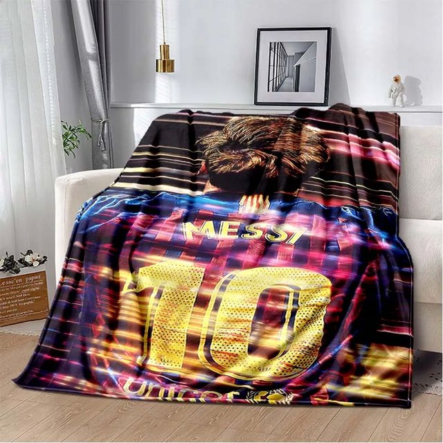 Manta de franela de fútbol superstar para adultos y niños, manta portátil para decoración de sofá y cama, regalo, l-leo, messi-i