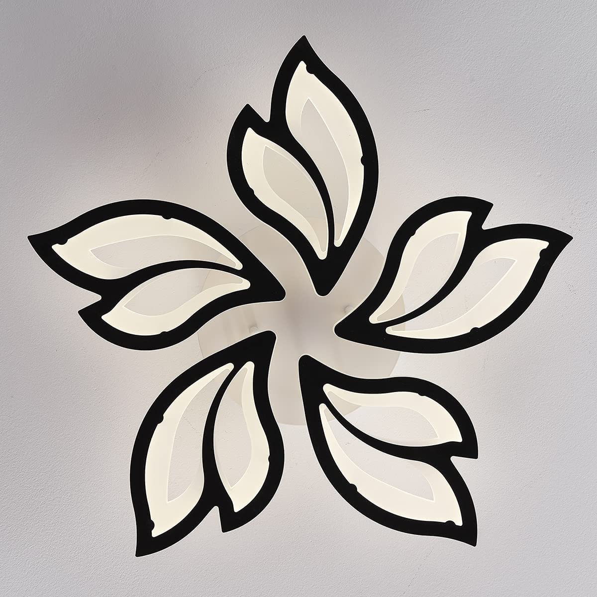 Garwarm LED Ceiling Light Fixture, 60W Modern Leaves Ceiling Lamp Dimmable Black Flush Mount Ceiling Chandelier for Living Room Study Room Dining Room Bedroom